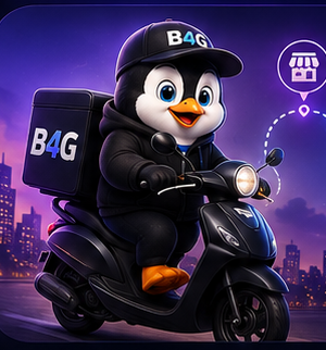 La mascotte B4G en scooter de livraison